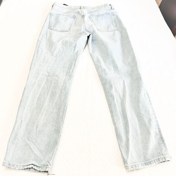 Zara Light Wash Button Fly Straight Leg Ripped Throughout Denim Jeans Size 8 - Picture 3 of 7